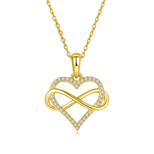 Load image into Gallery viewer, 925 Sterling Silver Family Infinity Necklace,Heart Infinity Gold Neckalce with Moissanite Perfect Gift for Her - Shop &amp; Buy
