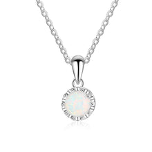 Load image into Gallery viewer, 925 Sterling Silver Flower Pendant Necklace with Round White Opal Stone Silver 925 Jewelry Gift for Girlfriend - Shop &amp; Buy

