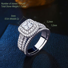 Load image into Gallery viewer, 925 Sterling Silver Halo Wedding Ring Set for Women Elegant Jewelry Princess Cross Cut AAAAA CZ Engagement Rings - Shop &amp; Buy
