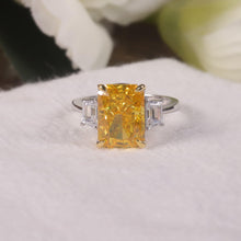 Load image into Gallery viewer, 925 Sterling Silver Handmade Cocktail Ring Diamond-fire CZ- Fancy Vivid Yellow Gemstone Engagement Rings - Shop &amp; Buy
