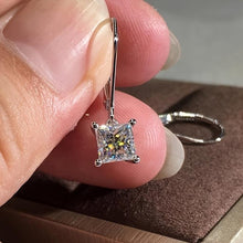 Load image into Gallery viewer, 925 Sterling Silver Hypoallergenic Hoop Earrings - Timeless Square Zircon Pendant Design - Shop &amp; Buy
