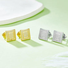 Load image into Gallery viewer, 925 Sterling Silver Iced out Hip Hop Earrings 14k Gold Square Kite Screw Back Stud Earrings with Moissanite - Shop &amp; Buy
