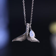 Load image into Gallery viewer, 925 Sterling Silver Mermaid Necklace Milky Blue Moonstone Pendant Necklace June Birthstone Jewelry Gift For Her - Shop &amp; Buy
