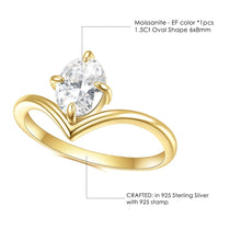 Load image into Gallery viewer, 925 Sterling Silver Moissanite Chevron Style Ring 1.5 DEW Oval Cut Brilliant Moissanite Engagement Ring For Women - Shop &amp; Buy
