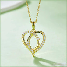 Load image into Gallery viewer, 925 Sterling Silver Moissanite Heart Joined Together 18 Inch Necklace Memorial Jewelry Pendant Gift For Her - Shop &amp; Buy
