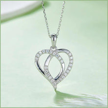 Load image into Gallery viewer, 925 Sterling Silver Moissanite Heart Joined Together 18 Inch Necklace Memorial Jewelry Pendant Gift For Her - Shop &amp; Buy

