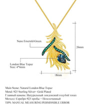 Load image into Gallery viewer, 925 Sterling Silver Natural London Blue Topaz Fine Jewelry Feather Gypsy Bohemia Pendant Necklace For women - Shop &amp; Buy
