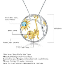 Load image into Gallery viewer, 925 Sterling Silver Natural Swiss Blue Topaz Handmade Monkey Pendant Necklace For Women Chinese Zodiac Jewelry - Shop &amp; Buy
