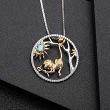 Load image into Gallery viewer, 925 Sterling Silver Natural Swiss Blue Topaz Handmade Monkey Pendant Necklace For Women Chinese Zodiac Jewelry - Shop &amp; Buy
