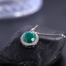 Load image into Gallery viewer, 925 Sterling Silver Necklace 4.79Ct 11mm Round Natural Green Agate Gemstone Pendant Necklace For Women Wedding Gift - Shop &amp; Buy
