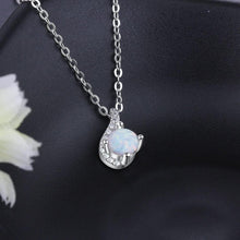 Load image into Gallery viewer, 925 Sterling Silver Opal Necklaces &amp; Pendants Women Chain Necklaces with Zircon Wedding Jewelry Gift for Girls - Shop &amp; Buy
