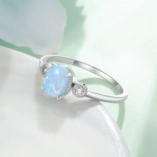 Load image into Gallery viewer, 925 Sterling Silver Opal Ring Oval Blue Stone Zircon Finger Rings Bridal Female Wedding Jewelry Silver 925 Ring - Shop &amp; Buy
