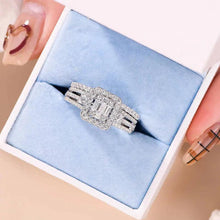 Load image into Gallery viewer, 925 Sterling Silver Original Wedding Rings for Women Emerald Cut Cubic Zirconia Bridal Set - Shop &amp; Buy

