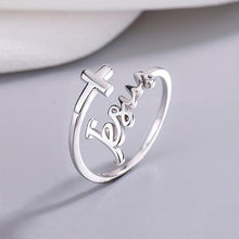 Load image into Gallery viewer, 925 Sterling Silver Ring Trendy Cross Plus &#39;jesus&#39; Design Adjustable Wrap Ring - Shop &amp; Buy
