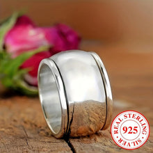Load image into Gallery viewer, 925 Sterling Silver Ring Trendy Wide Band Ring Polish Surface Trendy Wheel Shape - Shop &amp; Buy
