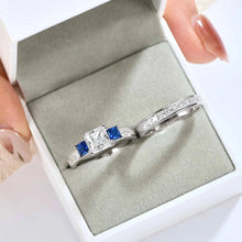 Load image into Gallery viewer, 925 Sterling Silver Rings Set for Women Three Princess Cut White Blue AAAAA Zircons Luxury Engagement Wedding Jewelry - Shop &amp; Buy
