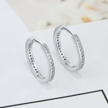 Load image into Gallery viewer, 925 Sterling Silver Round Hoop Earrings for Women Classic Style Cubic Zirconia Paved Circle Earrings Fine Jewelry - Shop &amp; Buy
