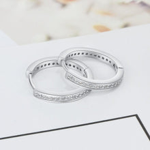 Load image into Gallery viewer, 925 Sterling Silver Round Hoop Earrings for Women Classic Style Cubic Zirconia Paved Circle Earrings Fine Jewelry - Shop &amp; Buy
