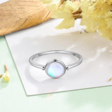Load image into Gallery viewer, 925 Sterling Silver Round Moonstone Ring Minimalist Thin Women Engagement Ring Wedding Band - Shop &amp; Buy
