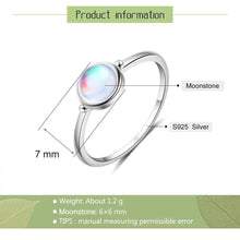 Load image into Gallery viewer, 925 Sterling Silver Round Moonstone Ring Minimalist Thin Women Engagement Ring Wedding Band - Shop &amp; Buy
