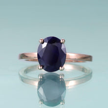 Load image into Gallery viewer, 925 Sterling Silver Sapphire Ring Oval Blue Sapphire Solitaire Engagement Wedding Ring September Birthstone Jewelry - Shop &amp; Buy
