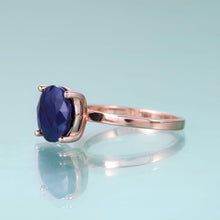 Load image into Gallery viewer, 925 Sterling Silver Sapphire Ring Round Blue Sapphire Four Prong Solitaire Engagement Rings September Birthstone - Shop &amp; Buy
