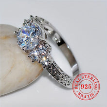 Load image into Gallery viewer, 925 Sterling Silver Shiny Zircon Ring Women Engagement Proposal Ring Jewelry - Shop &amp; Buy
