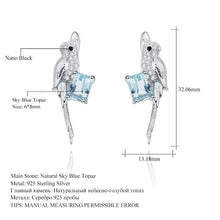 Load image into Gallery viewer, 925 Sterling Silver Statement Earrings Natural Blue Topaz Gemstone Handmade Bird Animal Drop Earrings For Women - Shop &amp; Buy
