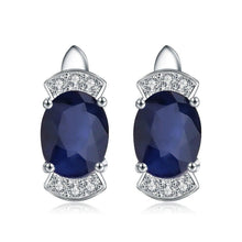 Load image into Gallery viewer, 925 Sterling Silver Stud Earrings 2.02Ct Natural Blue Sapphire Earrings For Women Engagement Wedding Fine Jewelry - Shop &amp; Buy
