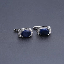 Load image into Gallery viewer, 925 Sterling Silver Stud Earrings 2.02Ct Natural Blue Sapphire Earrings For Women Engagement Wedding Fine Jewelry - Shop &amp; Buy