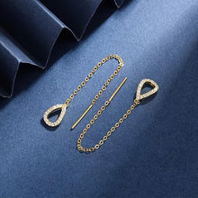 Load image into Gallery viewer, 925 Sterling Silver Teardrop Earrings - Elegant Thread Design - Shop &amp; Buy
