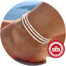 Load image into Gallery viewer, 925 Sterling Silver Triple-Layered Sparkling Anklet - Elegant Shimmer, Skin-Friendly Design - Shop &amp; Buy
