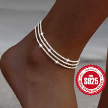 Load image into Gallery viewer, 925 Sterling Silver Triple-Layered Sparkling Anklet - Elegant Shimmer, Skin-Friendly Design - Shop &amp; Buy
