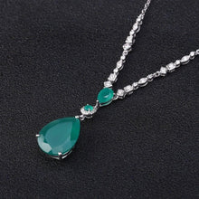 Load image into Gallery viewer, 925 Sterling Silver Vintage Jewelry Natural Green Agate Gemstone Pendant Necklace for Women Wedding Fine Jewelry - Shop &amp; Buy
