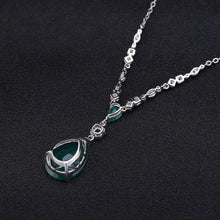 Load image into Gallery viewer, 925 Sterling Silver Vintage Jewelry Natural Green Agate Gemstone Pendant Necklace for Women Wedding Fine Jewelry - Shop &amp; Buy
