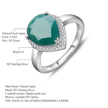Load image into Gallery viewer, 925 Sterling Silver Water Drop Green Agate Rings Trendy Classic Engagement Fine Jewelry for Women Gemstone Ring - Shop &amp; Buy
