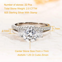 Load image into Gallery viewer, 925 Sterling Silver Wedding Bridal Ring Set for Women Three Stone Vintage Engagement Ring 5A Round Cubic Zircon Jewelry - Shop &amp; Buy

