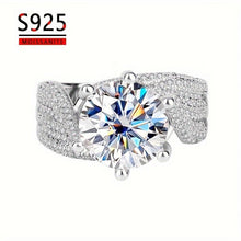 Load image into Gallery viewer, 925 Sterling Silver Wedding Ring Inlaid 5ct Moissanite Elegant Wide Band Ring Luxury Finger Ring - Shop &amp; Buy
