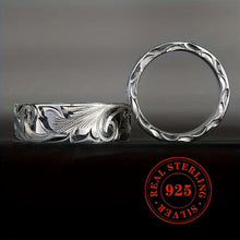 Load image into Gallery viewer, 925 Sterling Silver Wide Band Ring For Women, Vintage Engraved Leaf And Flower Carved Design - Shop &amp; Buy
