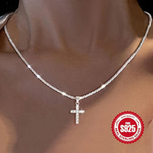Load image into Gallery viewer, 925 Sterling Silver Women Chain Necklace With Cross Pendant, Hypoallergenic Necklace - Shop &amp; Buy
