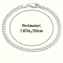 Load image into Gallery viewer, 925 Sterling Silver Womens Cuban Chain Bracelet - Shimmering Silver Tone, Sleek Design - Shop &amp; Buy

