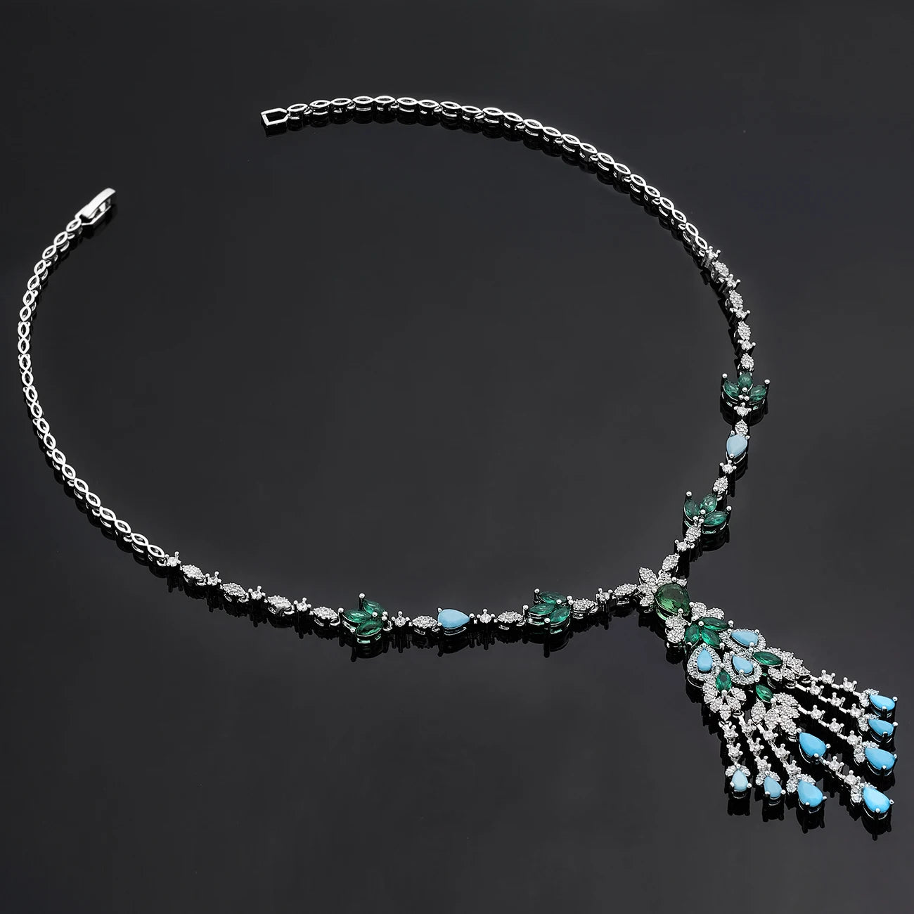 New Exquisite Turquoise Dubai Jewelry Sets for Wedding Bridal Wedding Party 4 Pieces Set Accessories