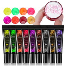 Load image into Gallery viewer, Fluorescent Stamping Plates Gel Nail Polish Manicure Set Hybrid Lacquer Gel For Nails Art Template Printing Accessories
