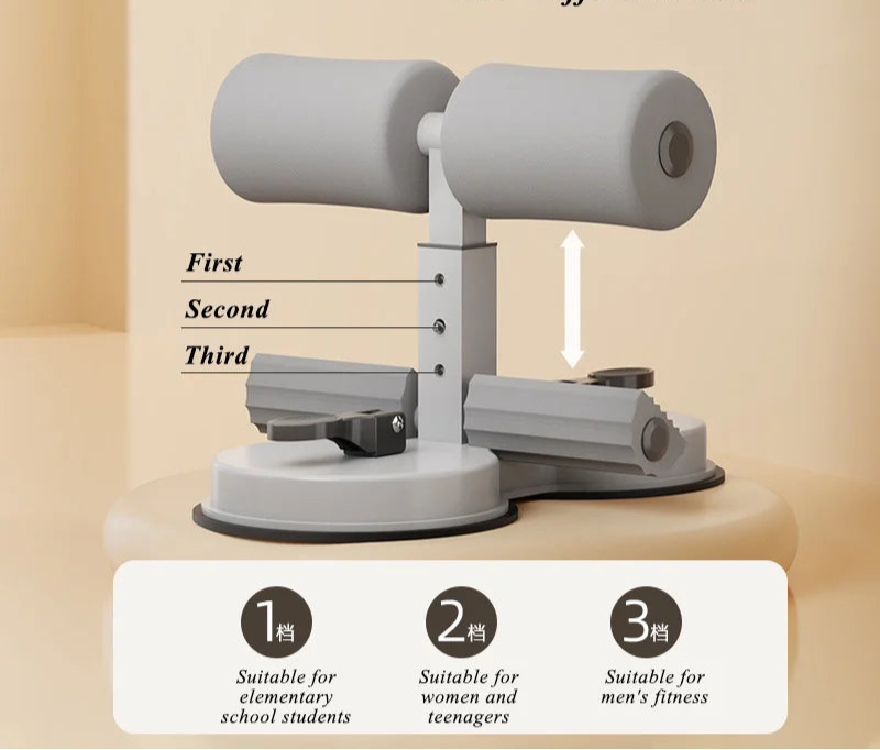Sit Up Bar Floor Portable Sit Up Exercise Equipment with 2 Strong Suction Cups and Adjustable Foot Holder with Handle