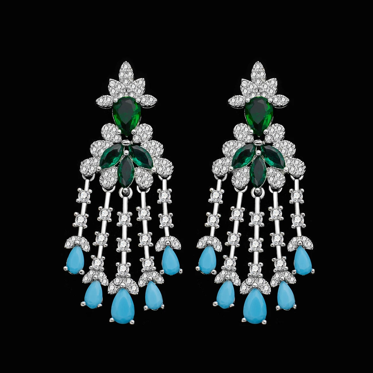 New Exquisite Turquoise Dubai Jewelry Sets for Wedding Bridal Wedding Party 4 Pieces Set Accessories