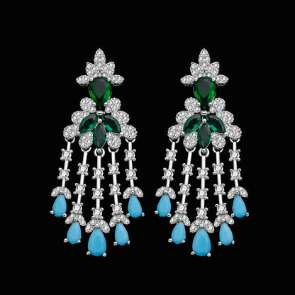 New Exquisite Turquoise Dubai Jewelry Sets for Wedding Bridal Wedding Party 4 Pieces Set Accessories