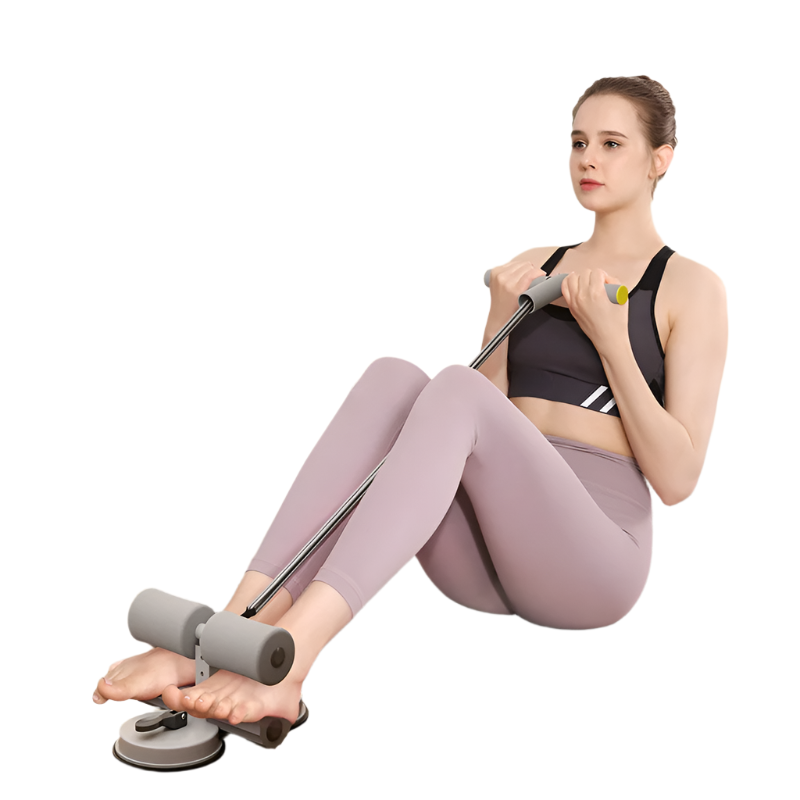 Sit Up Bar Floor Portable Sit Up Exercise Equipment with 2 Strong Suction Cups and Adjustable Foot Holder with Handle