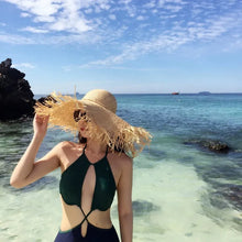 Load image into Gallery viewer, New Natural Raffia Hat Women Summer Hand Woven Straw Hat Gilrs Holiday Sun Hat Wide Brim Sun Hat
