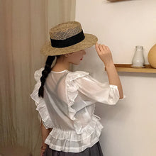 Load image into Gallery viewer, New Handmade Straw Beach Hat For Women Summer hat Panama Cap Fashion Concave Flat Sun Protection Visor Hats
