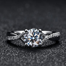 Load image into Gallery viewer, 925 Sterling Silver Ring 1ct Classic Style D Color Moissanite Diamond Ring
